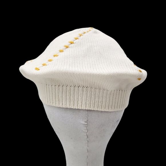 2/$20 Vintage Y2K White With Brown Pattern Knitted Hat Tuque Size: One size - Picture 5 of 6